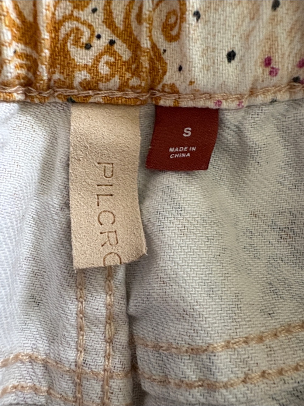 Pilcro Floral Fringe-Hem Jean Shorts in White, Pink & Gold - Picture 2 of 7